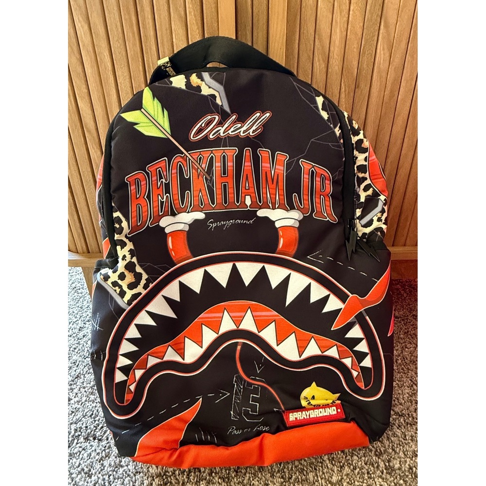 Sprayground Backpack OS Odell Beckham Jr Shark Mouth Leopard NFLPA Streetwear